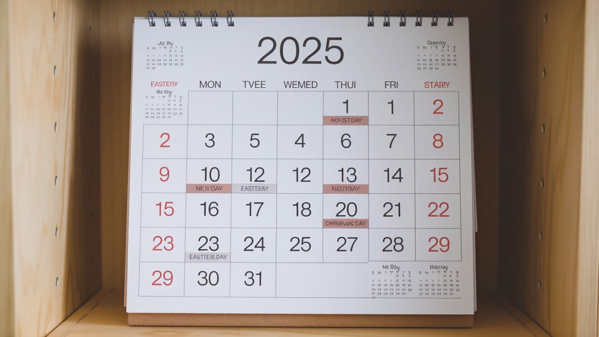 Calendrier mensuel 2025