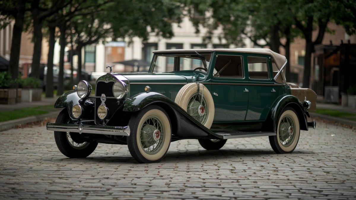 Voiture ancienne rue pavée