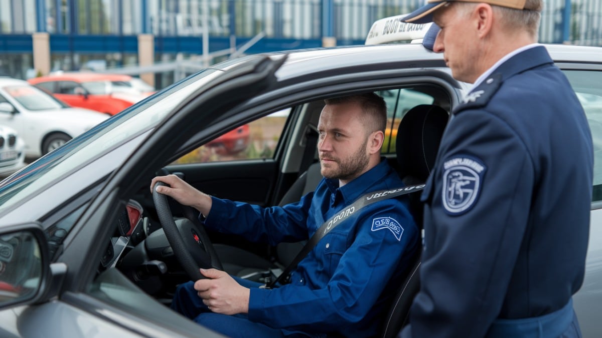 inspecteur et conducteur voiture