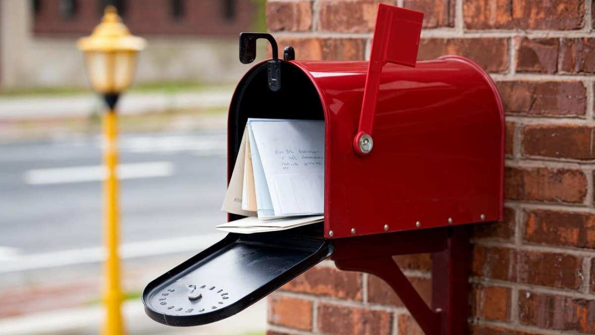 Courrier dans une boîte rouge