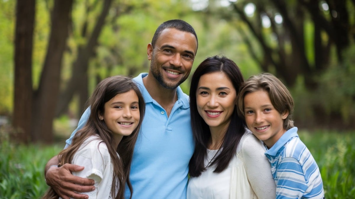 Portrait de famille souriante