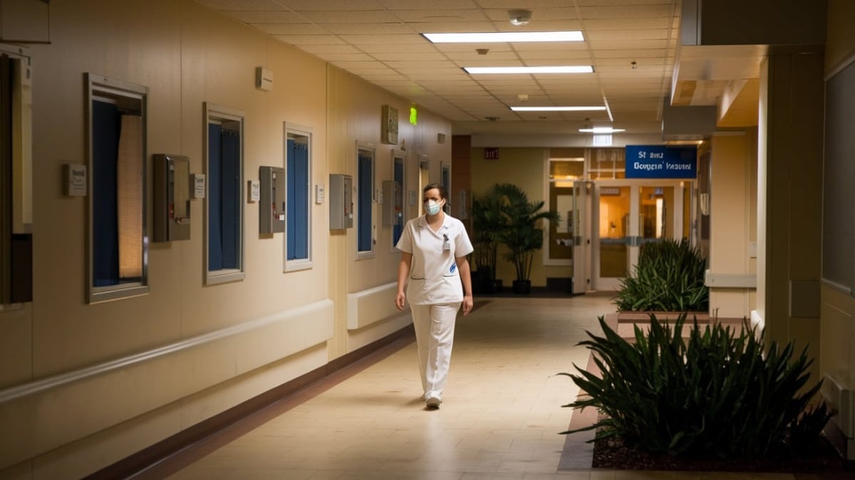 Infirmière marchant dans hôpital