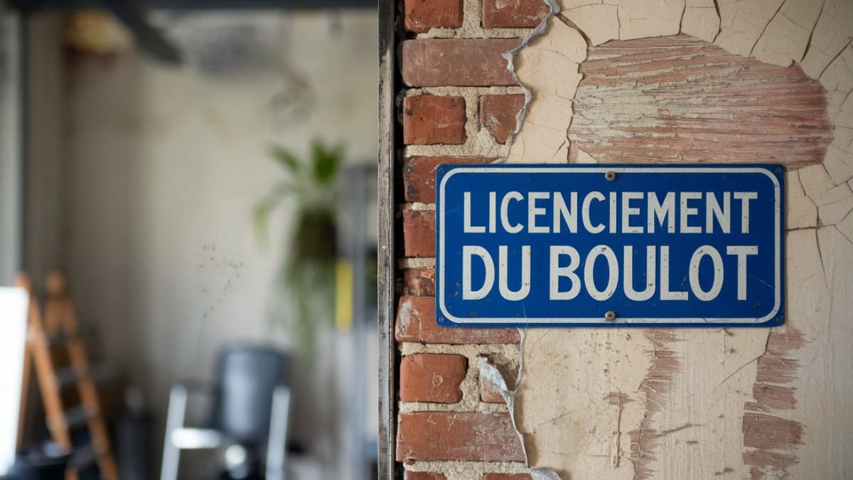 Panneau licenciement mur décrépit