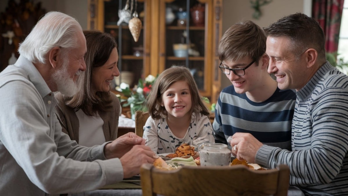 Famille réunie autour d'un repas